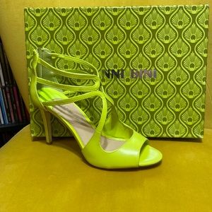 Gianni Bini Lime Green Strappy Heel with Back Zippers